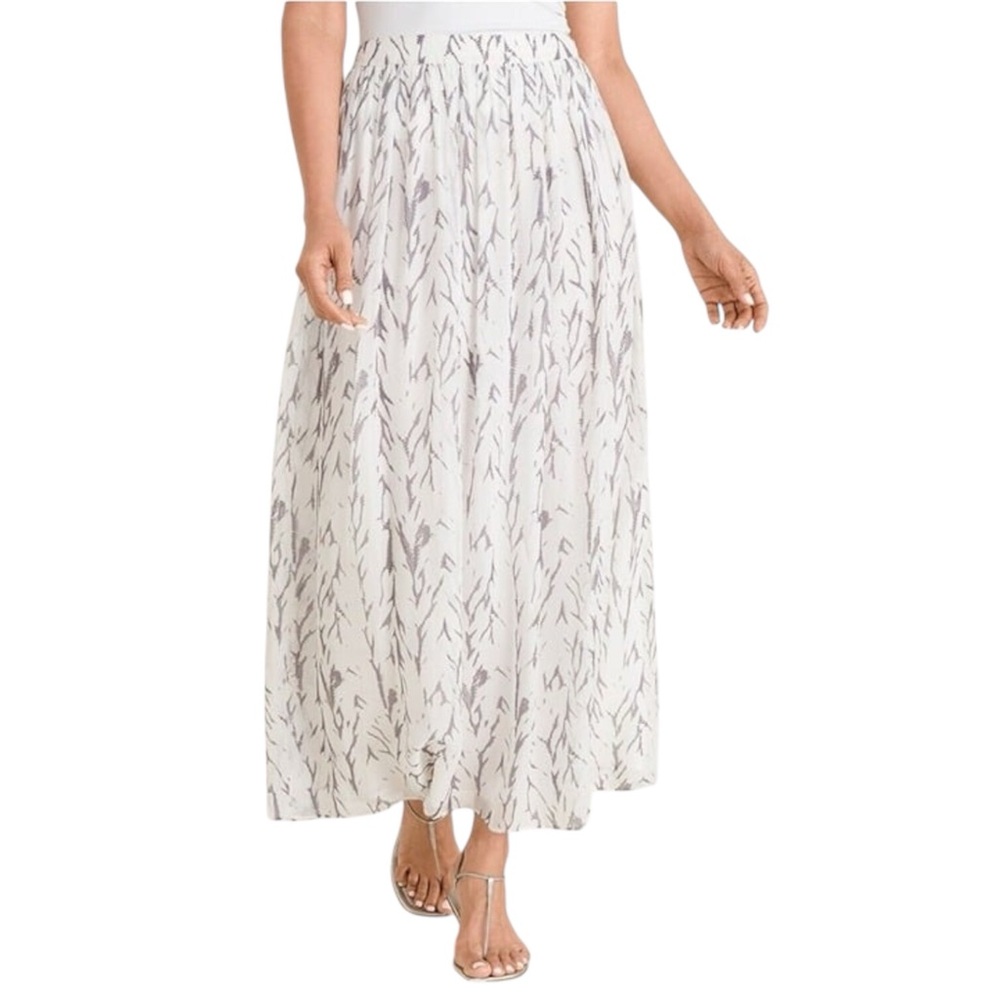 Chicos Gathered White and Gray Women's Skirt Sz‎ 8 M